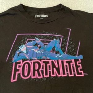 Kids Youth Fortnite Omega All Night Black T-Shirt
